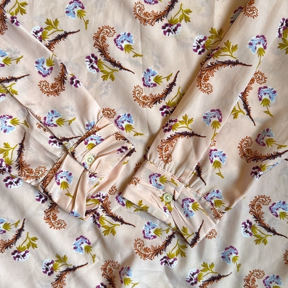 Banana Republic Floral Fern Print Blouse light pink size M (D15) - Picture 4 of 7